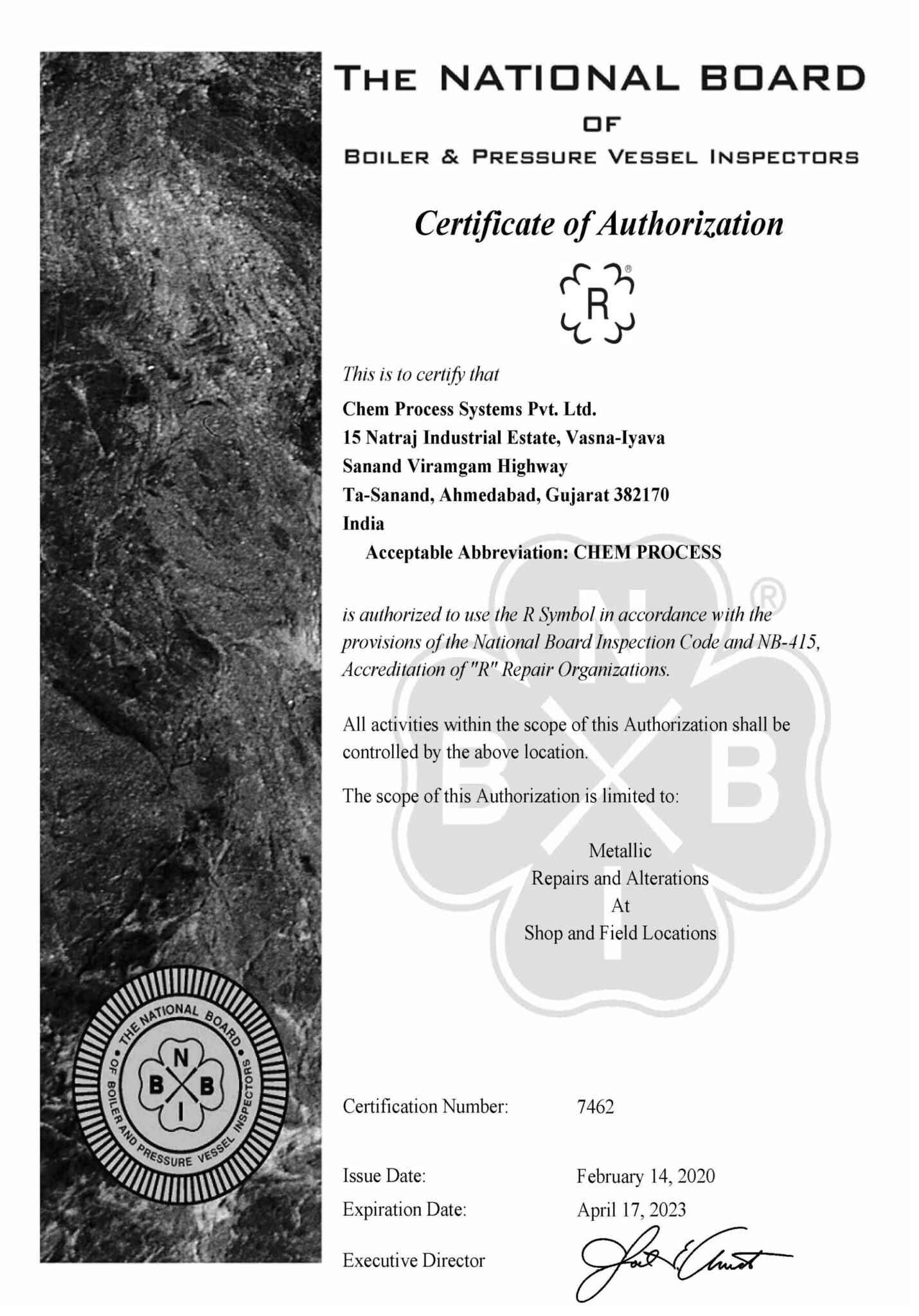 certificate of authorization